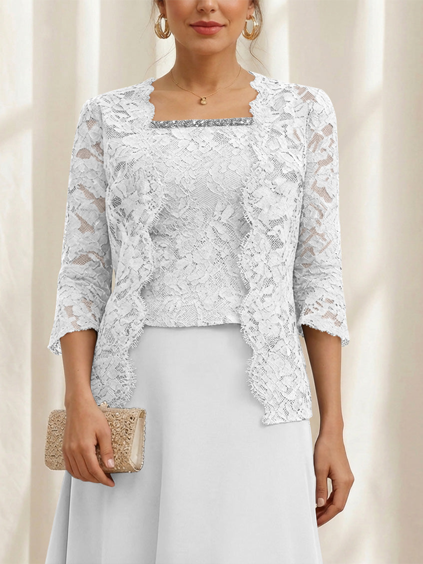 Women's Coats /Jackets 3/4 Length Sleeves Floral Lace