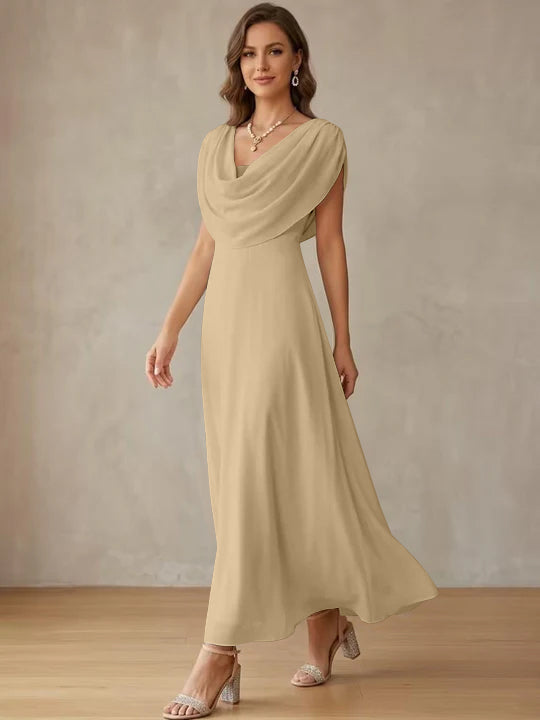ankle length a line dress Simple A Line Ankle Length V Neck Chiffon Prom Dresses Formal Dresses