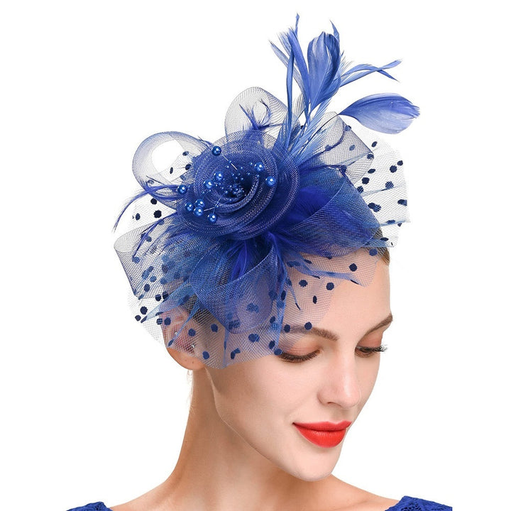 Women Tea Party Headband Flower Cocktail Mesh Feathers Hair Clip Kentucky Derby  Wedding Fascinators Hat