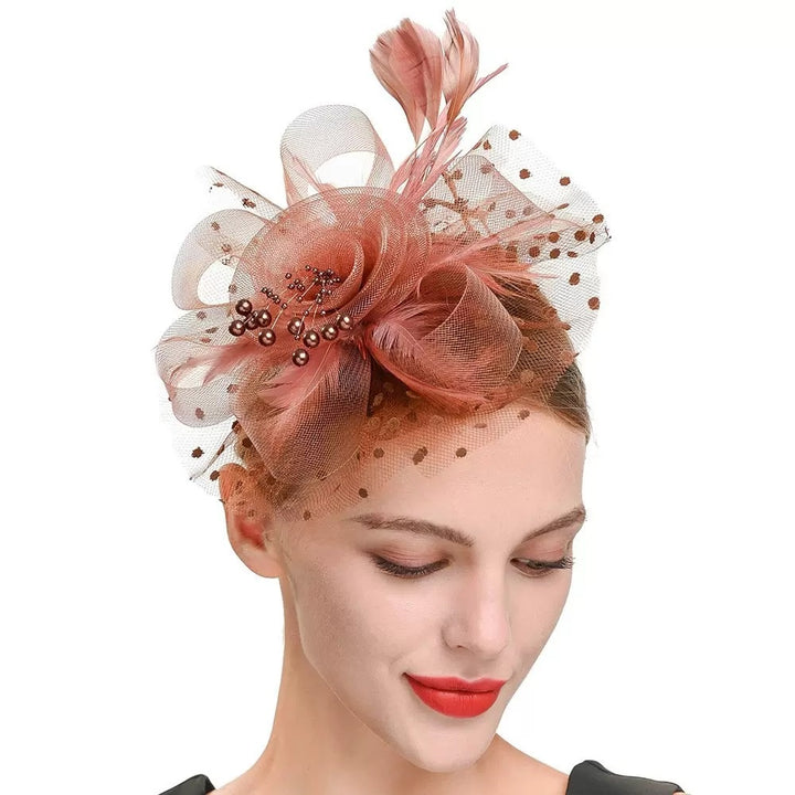 Women Tea Party Headband Flower Cocktail Mesh Feathers Hair Clip Kentucky Derby  Wedding Fascinators Hat