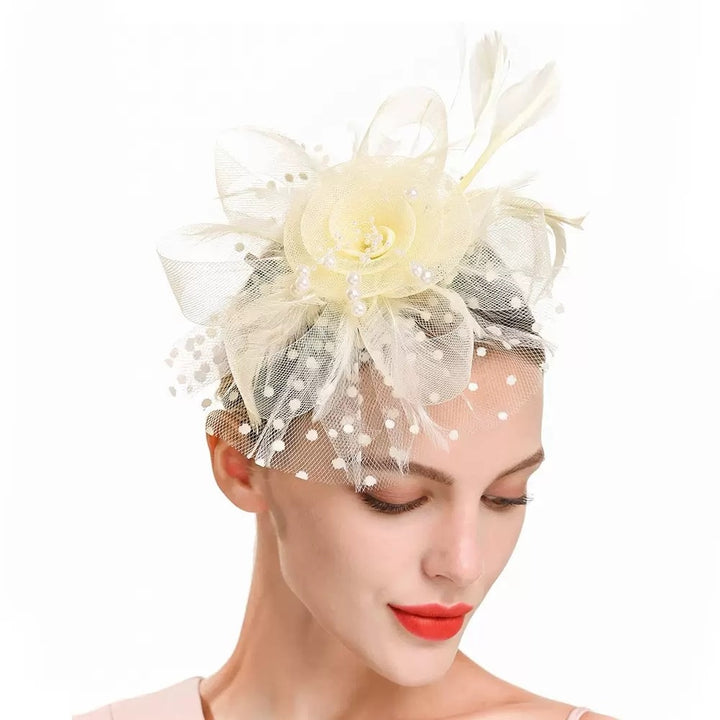Women Tea Party Headband Flower Cocktail Mesh Feathers Hair Clip Kentucky Derby  Wedding Fascinators Hat