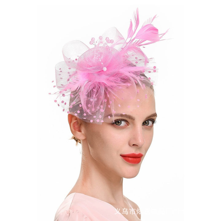 Women Tea Party Headband Flower Cocktail Mesh Feathers Hair Clip Kentucky Derby  Wedding Fascinators Hat