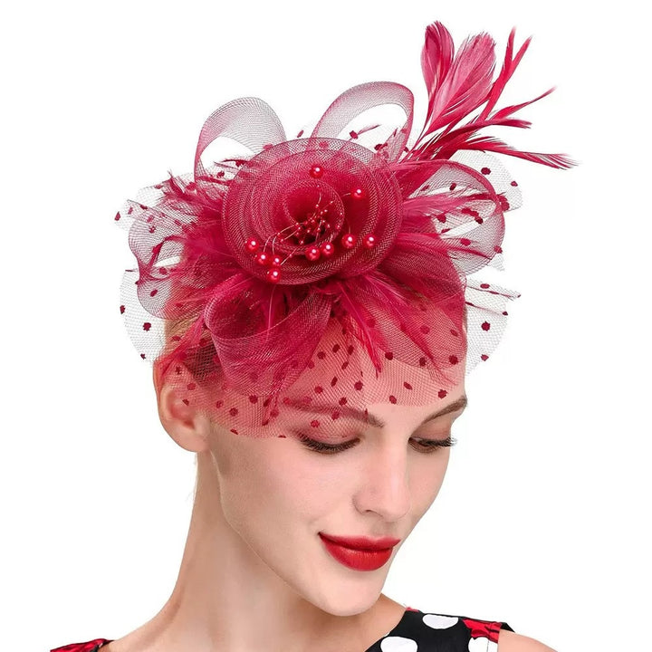 Women Tea Party Headband Flower Cocktail Mesh Feathers Hair Clip Kentucky Derby  Wedding Fascinators Hat