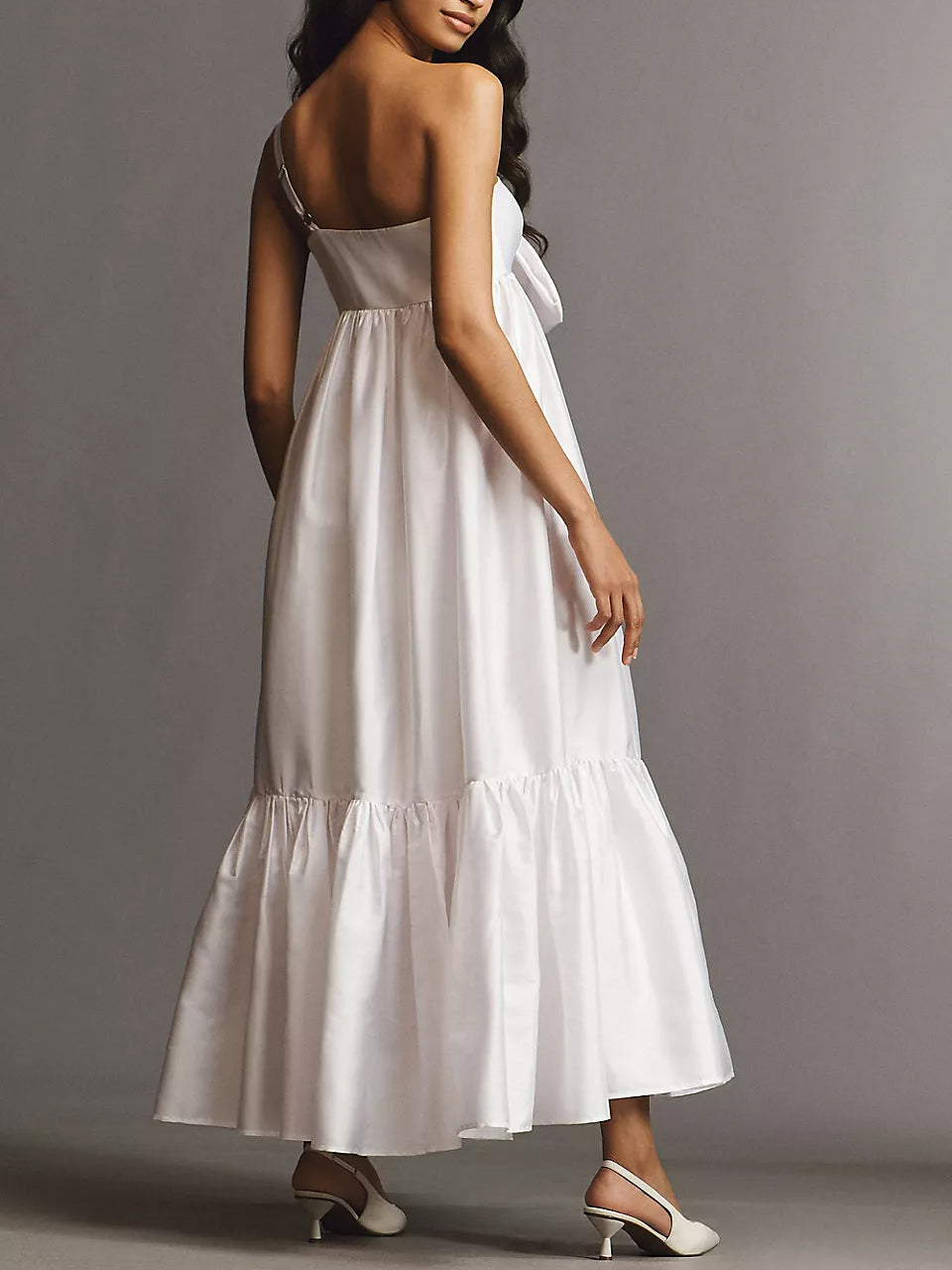 A-Line/Princess One-shoulder Sleeveless Ankle Length Wedding Guest Dress With Bow