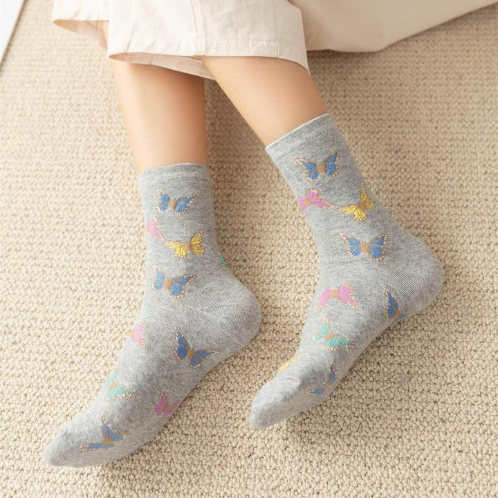 4 Pairs Women's Daily Animal Patterned Cotton Simple Lolita Cute Sports Crew Socks