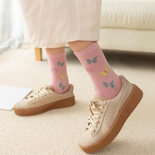 4 Pairs Women's Daily Animal Patterned Cotton Simple Lolita Cute Sports Crew Socks