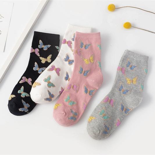 4 Pairs Women's Daily Animal Patterned Cotton Simple Lolita Cute Sports Crew Socks