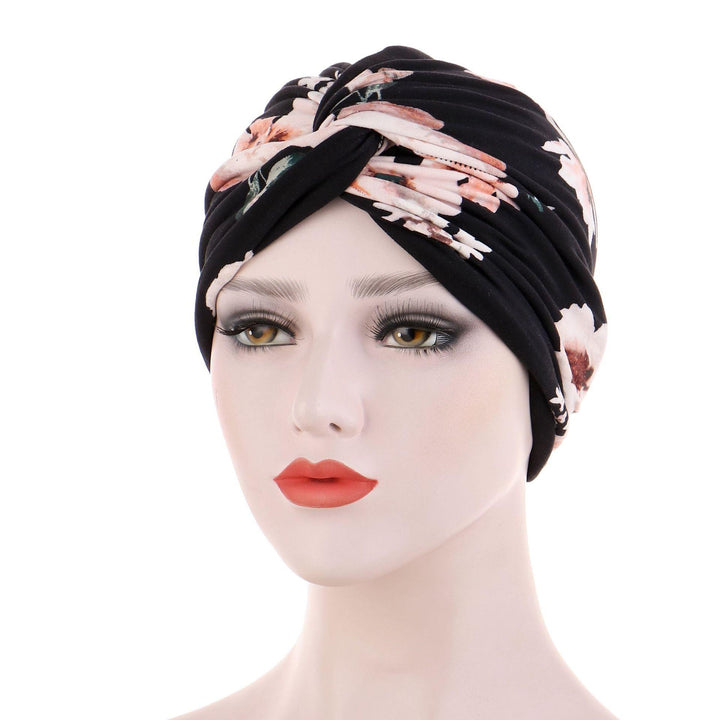 Women Muslim Daily Folding Cross Knotted Hair Elastic Bandanas Turban