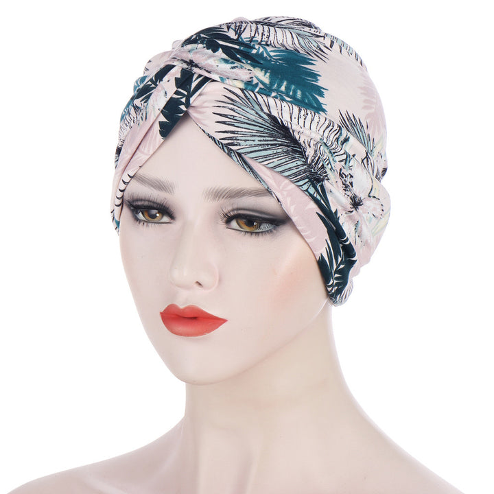 Women Muslim Daily Folding Cross Knotted Hair Elastic Bandanas Turban