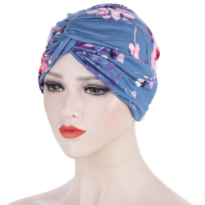 Women Muslim Daily Folding Cross Knotted Hair Elastic Bandanas Turban