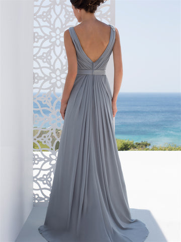 A-Line/Princess V-Neck Floor-Length Mother of the Bride Dresses with Appliques & Split Side