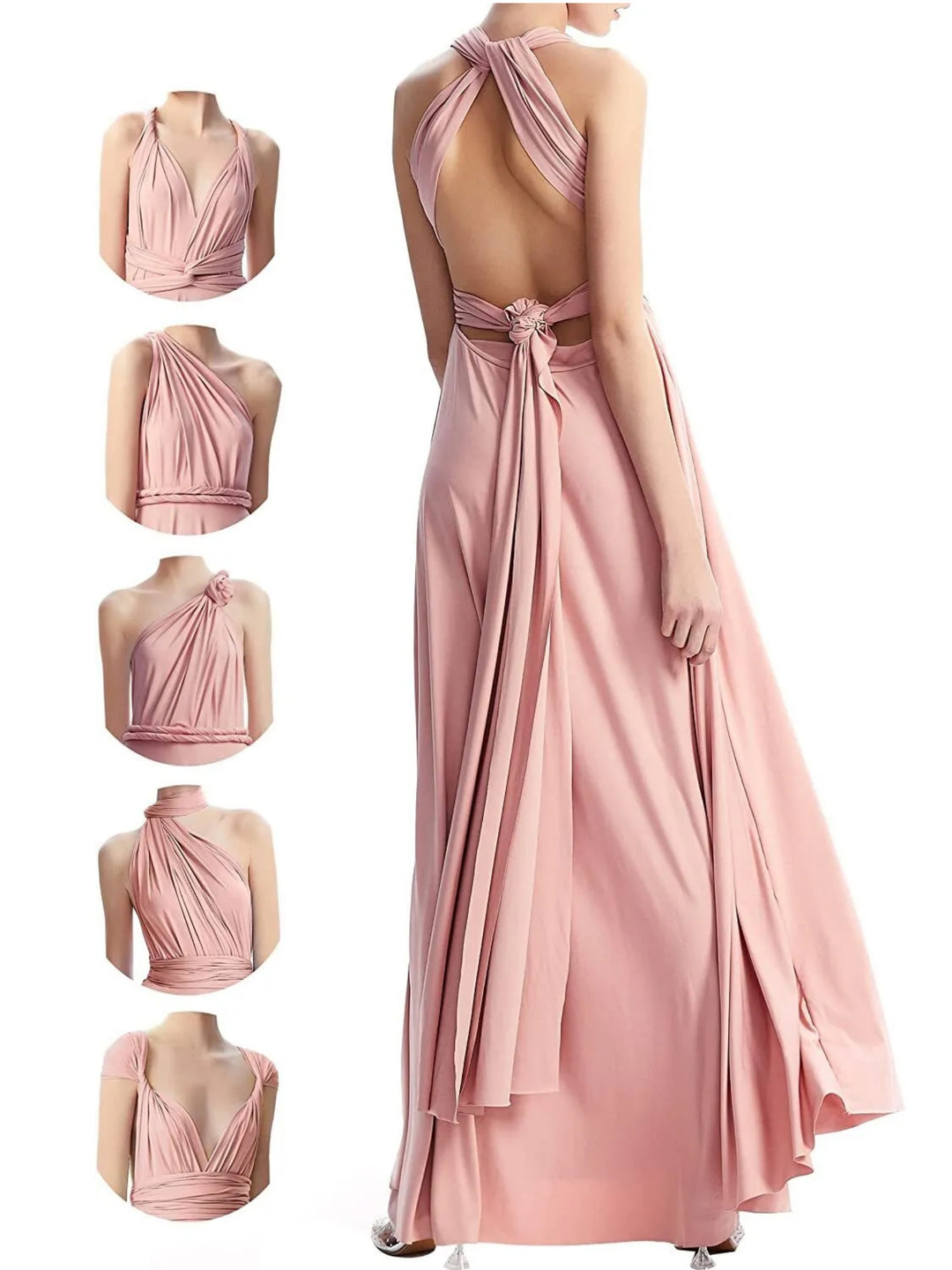 A Line/Princess Sleeveless Floor-Length Convertible Multi-way Bridesmaid Dresses