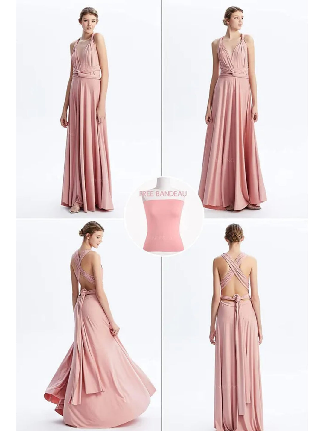 A Line/Princess Sleeveless Floor-Length Convertible Multi-way Bridesmaid Dresses