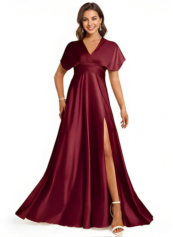 A-Line/Princess Halter Floor-length Long Bridesmaid Dresses