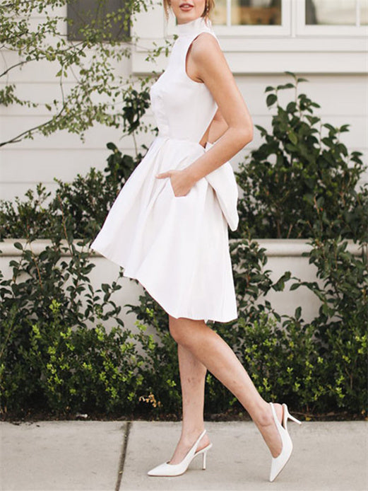 short halter white dress Serene Satin Neck Mini Amoris by Ladivine Sleeveless V Organza Wedding Dresses Plus Size
