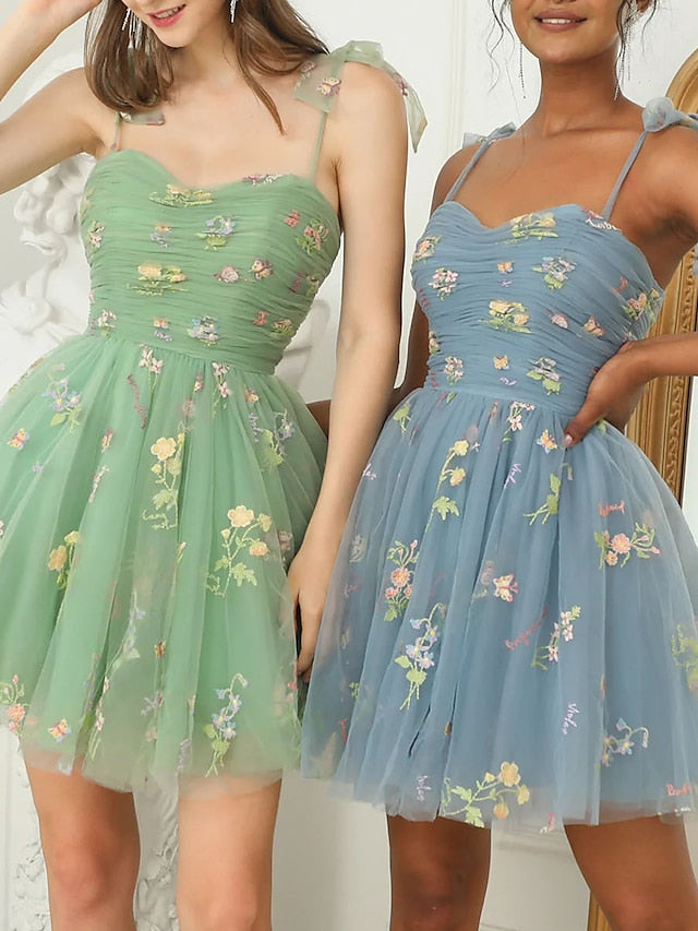 A-Line/Princess Spaghetti Straps Mini Prom Dresses