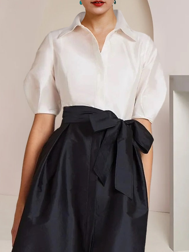 A-Line/Princess Shirt Collar Short Sleeves Floor-Length 2 pieces Mothe ...