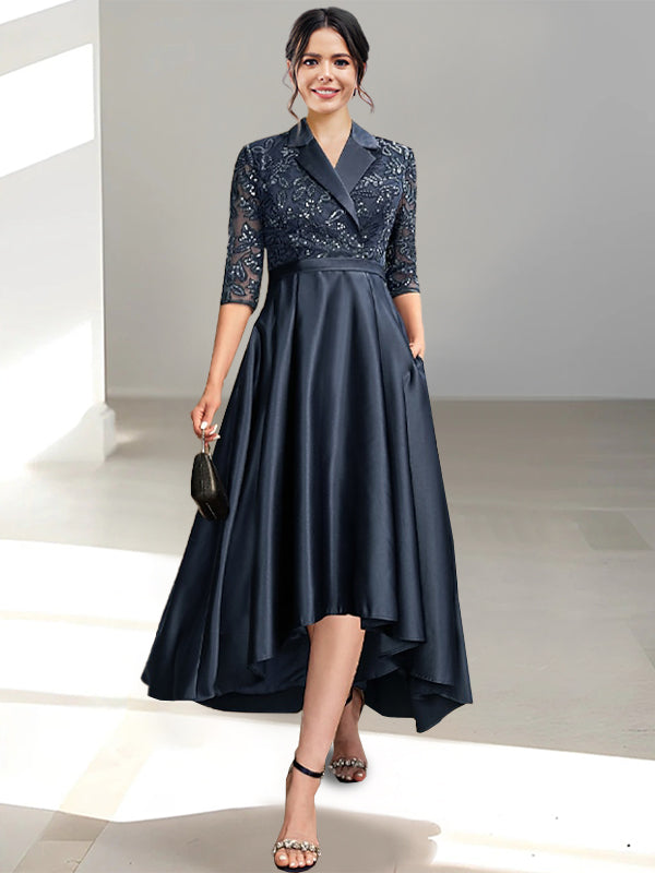2026 Sheath/Column Mother of The Bride Dresses for Wedding Evening Party Women's Lace Appliques Formal Evening Dresses, Dark Navy 2026 Sheath/Column Mother of The Bride Dresses for Wedding Evening Party Women's Lace Appliques Formal Evening Dresses, Dark Navy