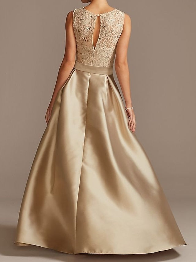 A-Line/Princess Jewel Neck Sleeveless Asymmetrical Mother Of The Bride Dresses With Pleats