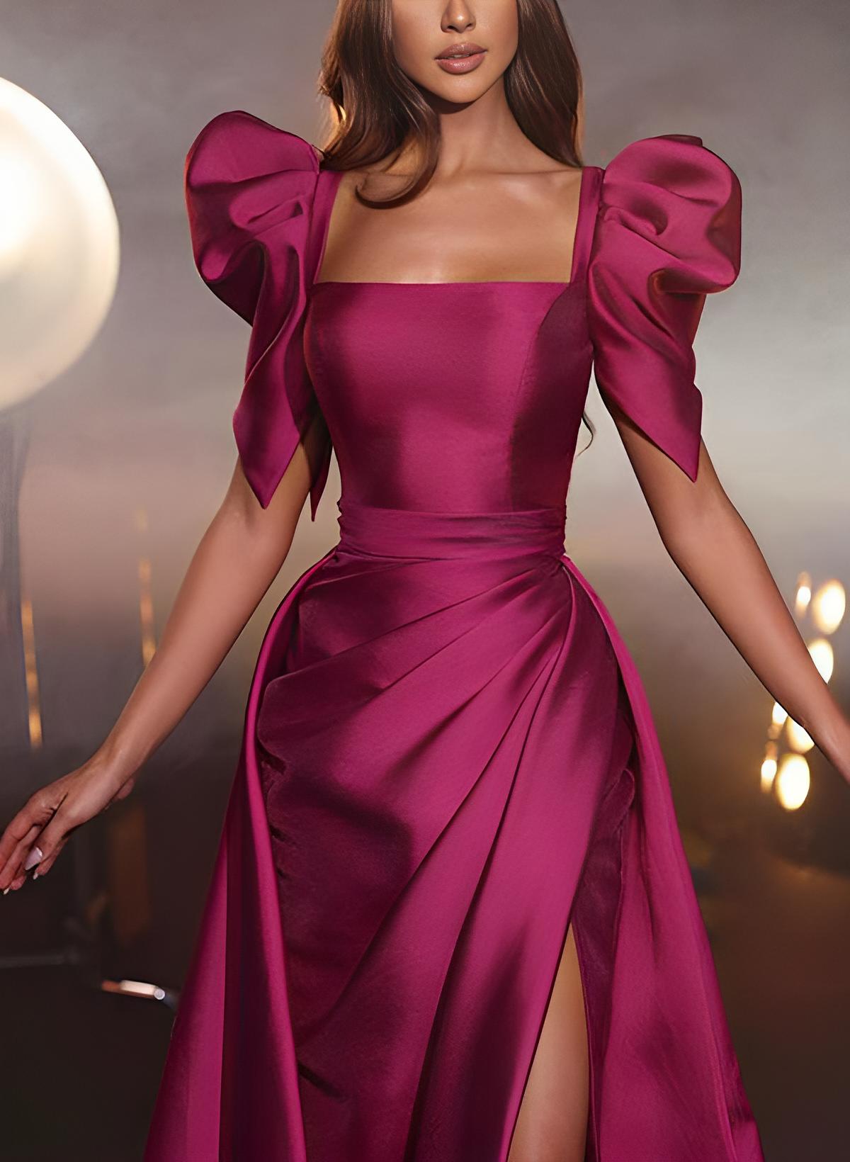 A-Line/Princess Square Neck Evening Dresses Floor-length Prom Party Wi