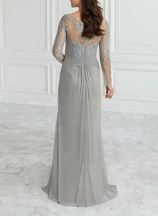 A-Line/Princess Floor-Length Long Sleeves Mother of the Bride Dresses With Sash