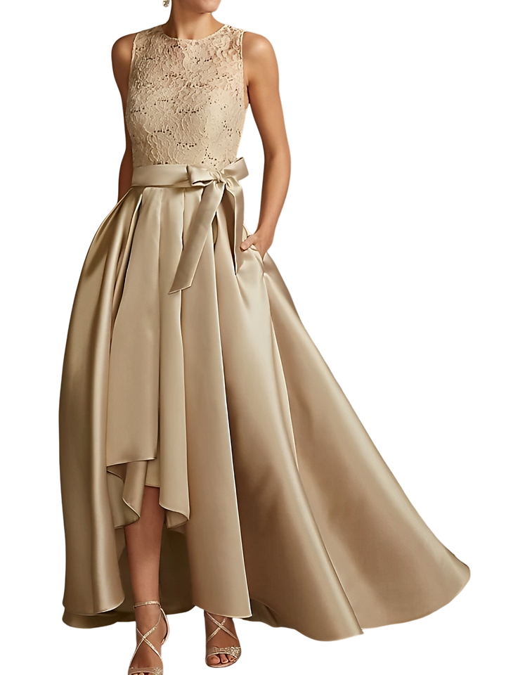 A-Line/Princess Jewel Neck Sleeveless Mother Of The Bride Dresses With Pleats Lace