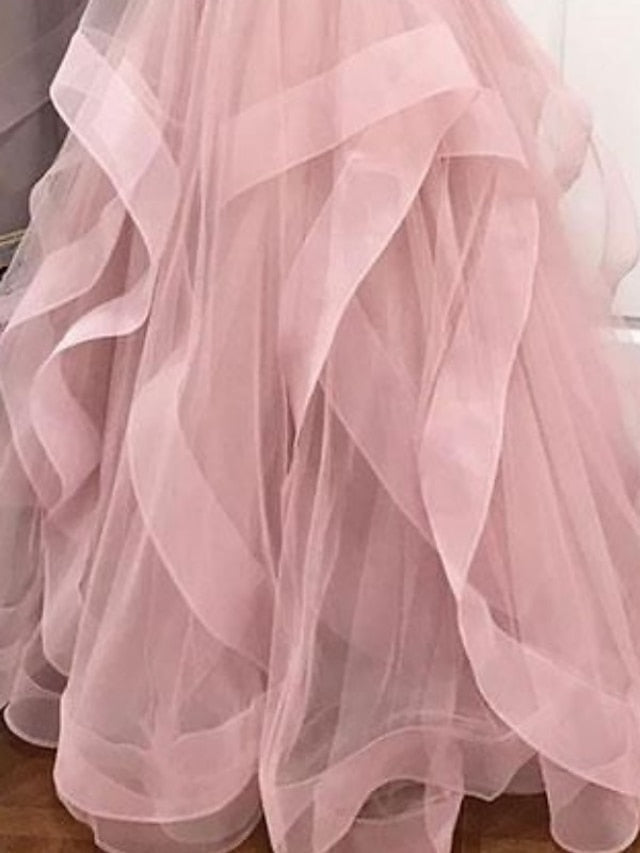A-Line/Princess V-Neck Floor-length Prom Dresses
