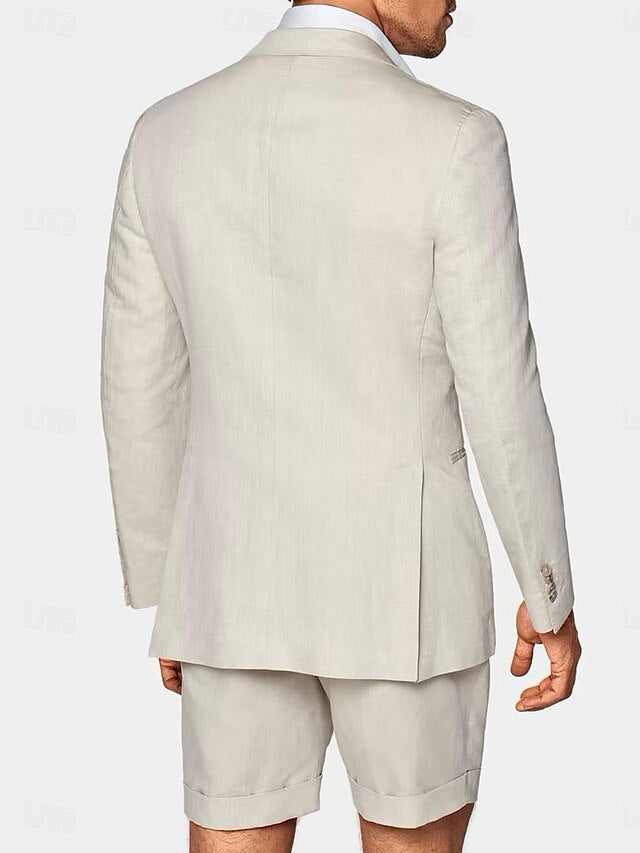 Men's Tailored Fit Single Breasted One-button 2 Pieces Linen Suits