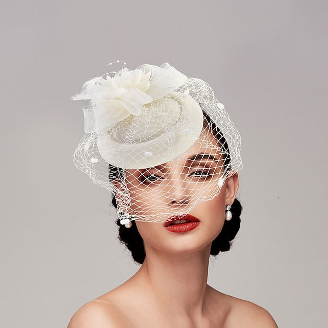 Fascinators Net Funeral Horse Race With Feather Flower Headpiece