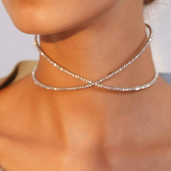 Chic Round Rhinestone Collar Necklace