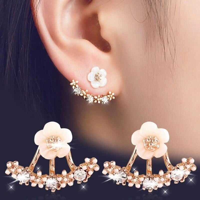 Classic Flower Rhinestone Stud Earrings