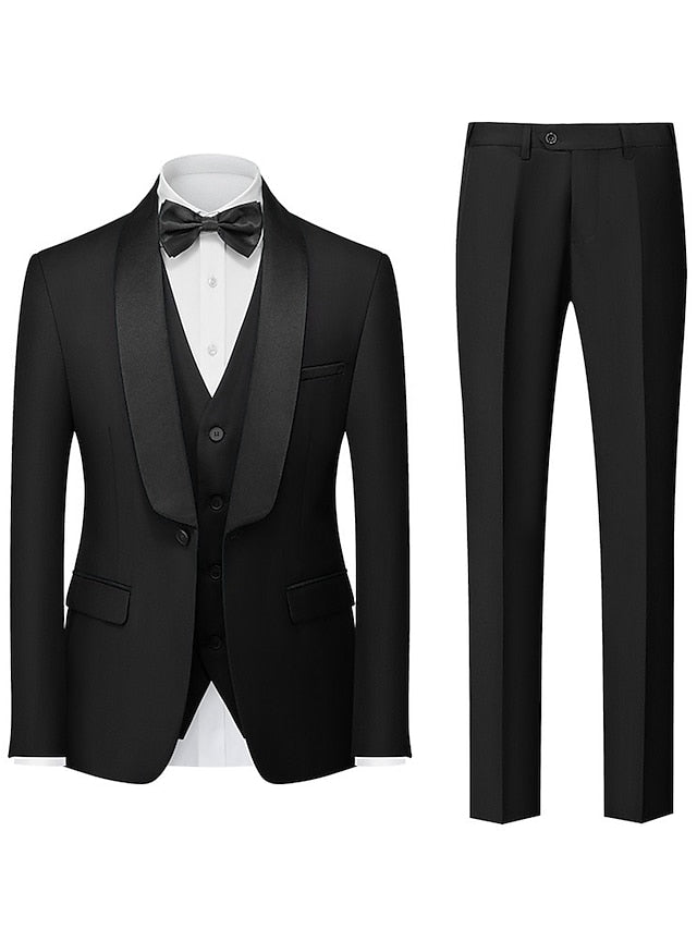 Men's Tailored Fit Single Breasted One-button 3 Pieces Wedding Suits