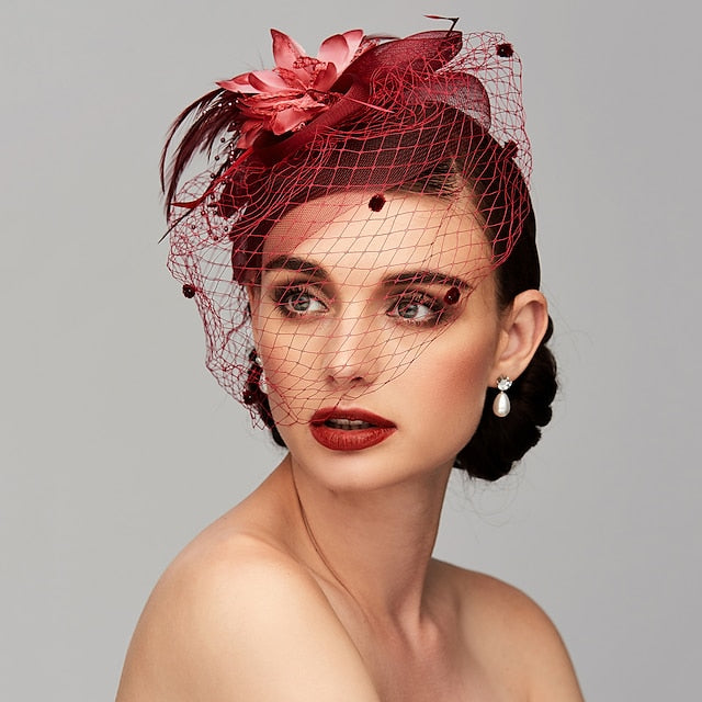 Elegant Fascinators Hats with Clip Headband Feather Floral Flower Headwear