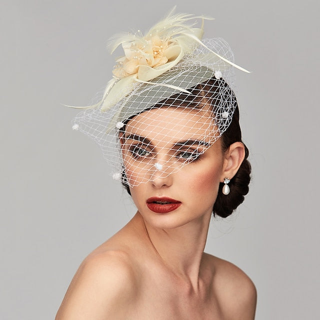 Elegant Fascinators Hats with Clip Headband Feather Floral Flower Headwear