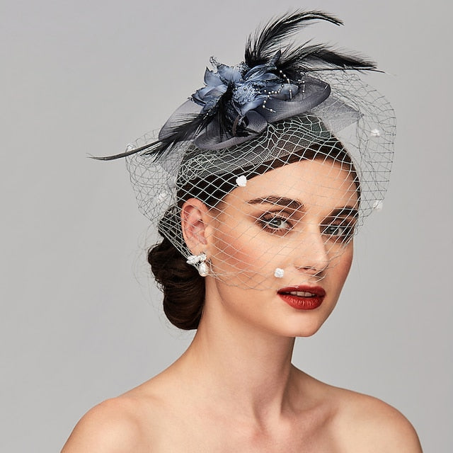 Elegant Fascinators Hats with Clip Headband Feather Floral Flower Headwear