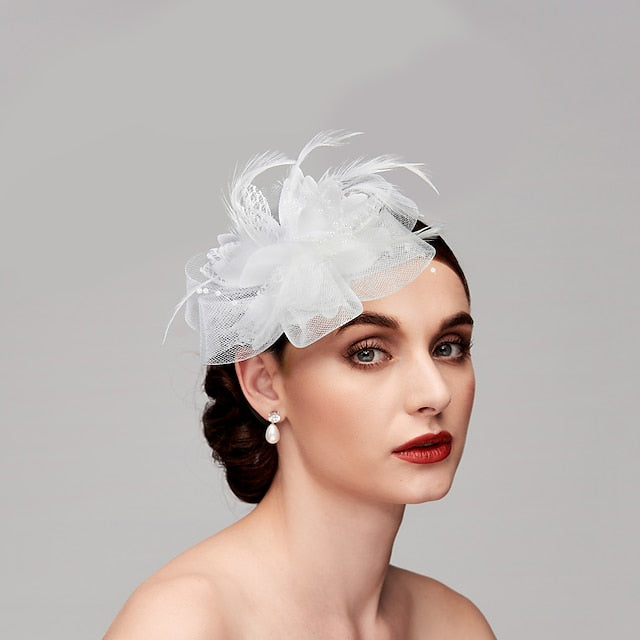Elegant Feather Net Fascinators Hats with Feathers