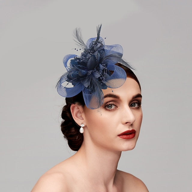 Elegant Feather Net Fascinators Hats with Feathers - Mondressy display picture 2