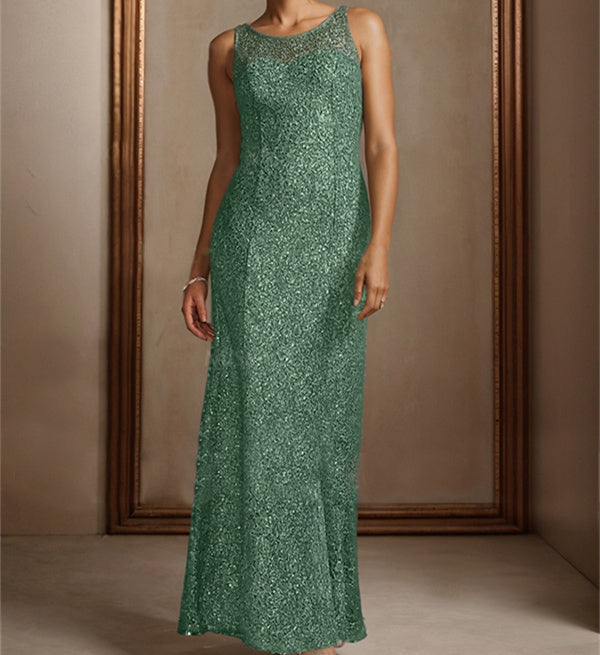 Chiffon Scoop Floor-Length Mother of the Bride Pantsuits with Beading Sequins
