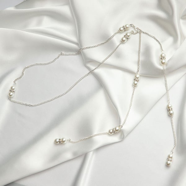 Elegant Pearl/Rhinestone Back Necklaces For Bride