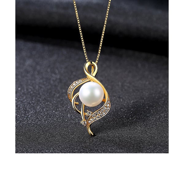 Elegant S925 Sliver Irregular Pearl Pendant Necklaces