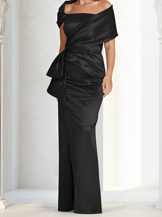 Sheath/Column Off-the-Shoulder Floor-Length Plus Size Mother of the Bride Dresses main image 0