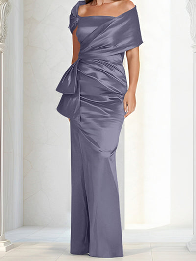 Sheath/Column One-Shoulder Floor-Length Plus Size Mother of the Bride Dresses with Ruffles