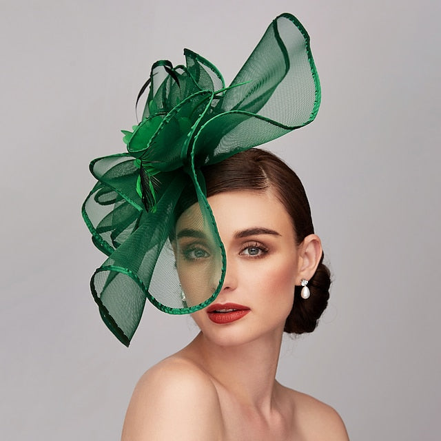 Elegant Feather Hat Fascinators Headpiece with Feather Floral Flower