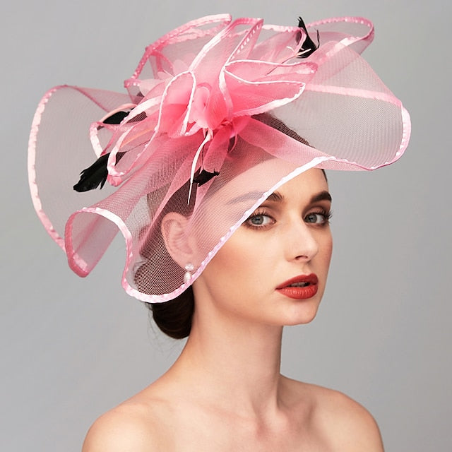 Elegant Feather Hat Fascinators Headpiece with Feather Floral Flower