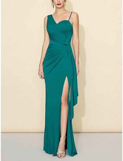 Sheath/Column One-Shoulder Floor-Length Bridesmaid Dresses With Split Side main image 1