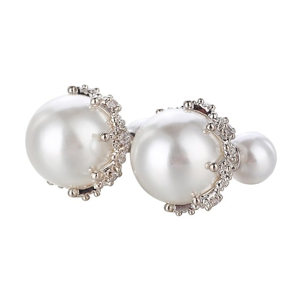 Exquisite Pearl/Rhinestone Stud Earrings