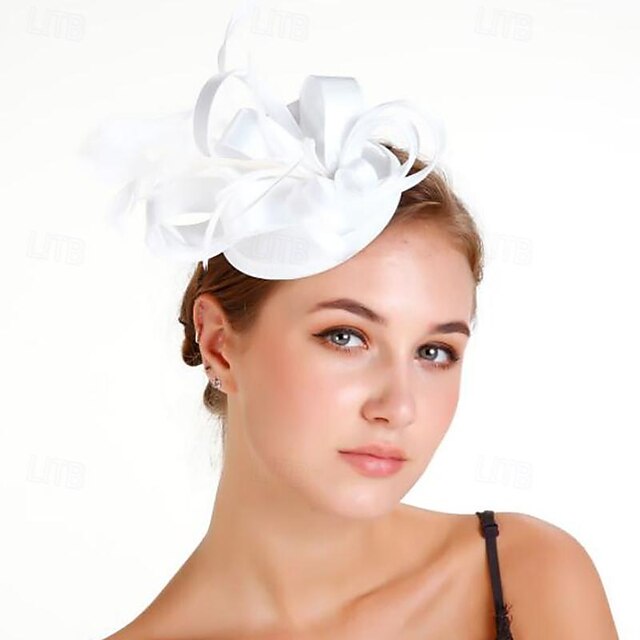 Fascinators Polyester Horse Race Cocktail Elegant Vintage With Feather Bows Headpiece