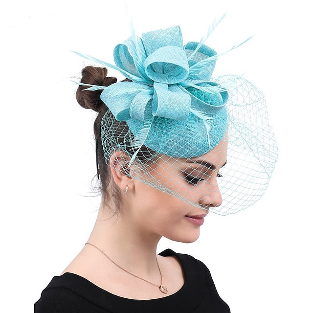 Fascinators Linen Party Evening Cocktail With Feather Headpiece