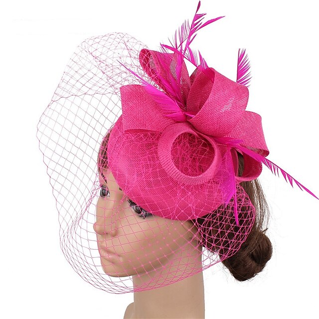 Fascinators Linen Party Evening Cocktail With Feather Headpiece