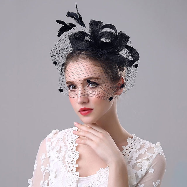 Fascinators Organza Polyester Party Evening Vintage Elegant With Feather Headpiece